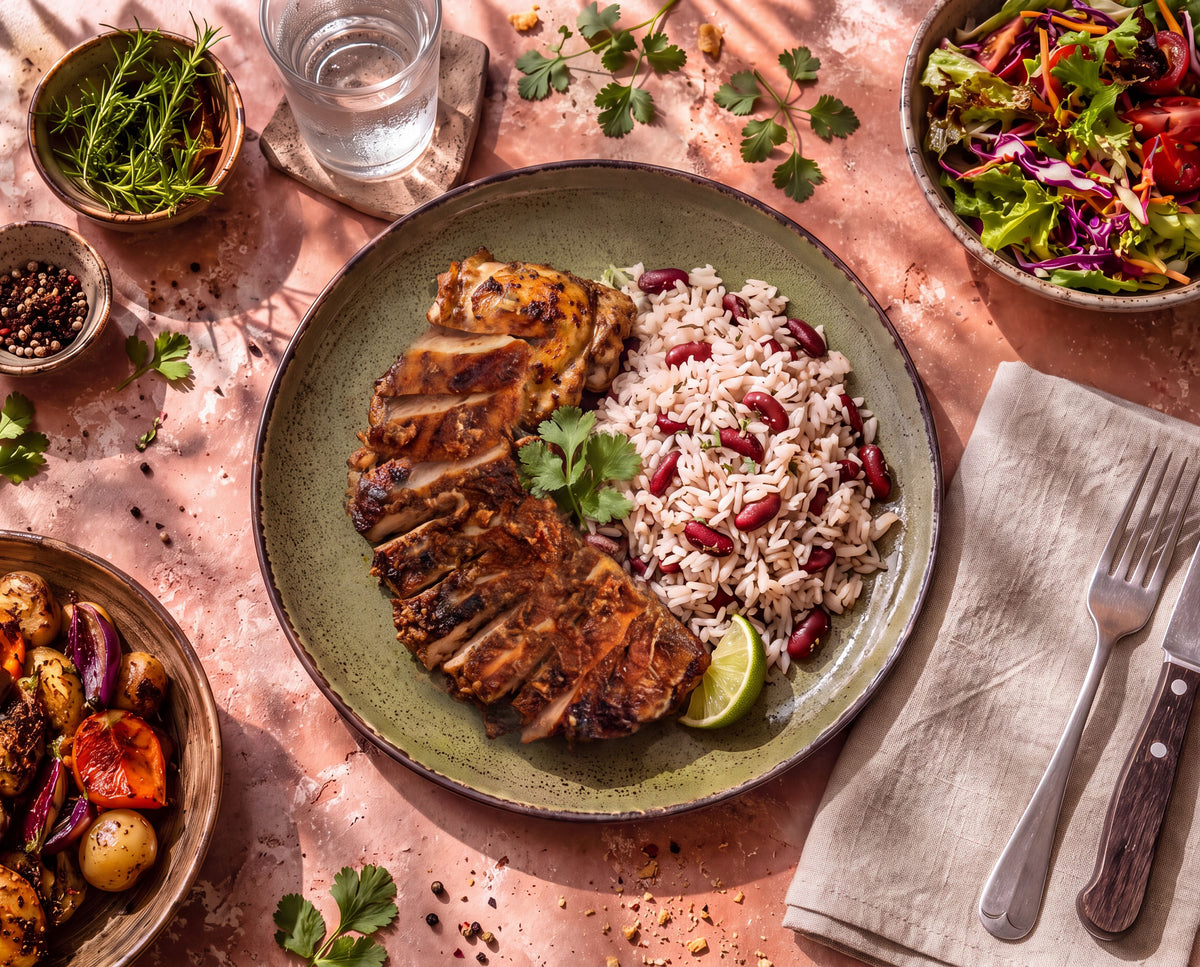 Jerk Chicken with Rice & Beans