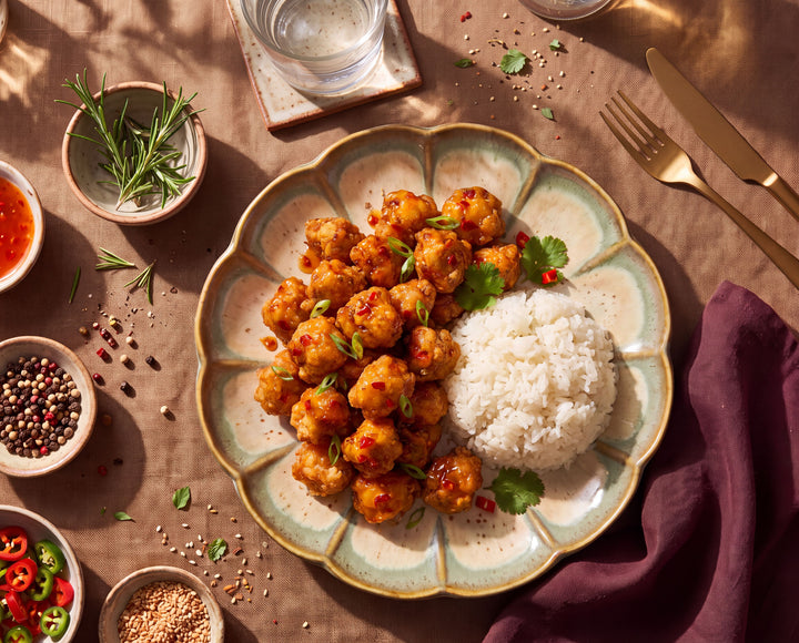 Sweet Thai Popcorn Chicken with Jasmine Rice